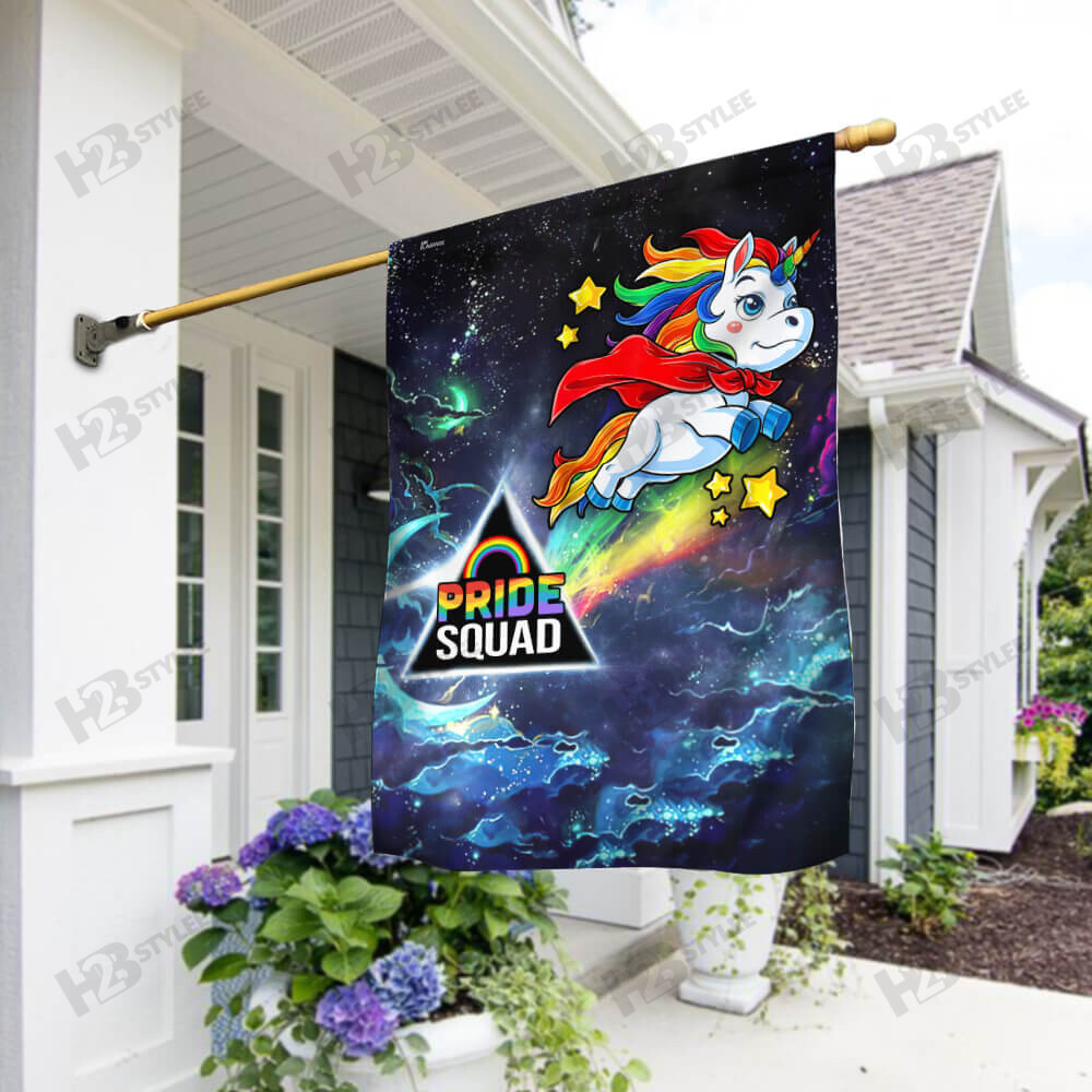 LGBT Pride Squad Flag Unicorn Fly  Garden Flag House Flag