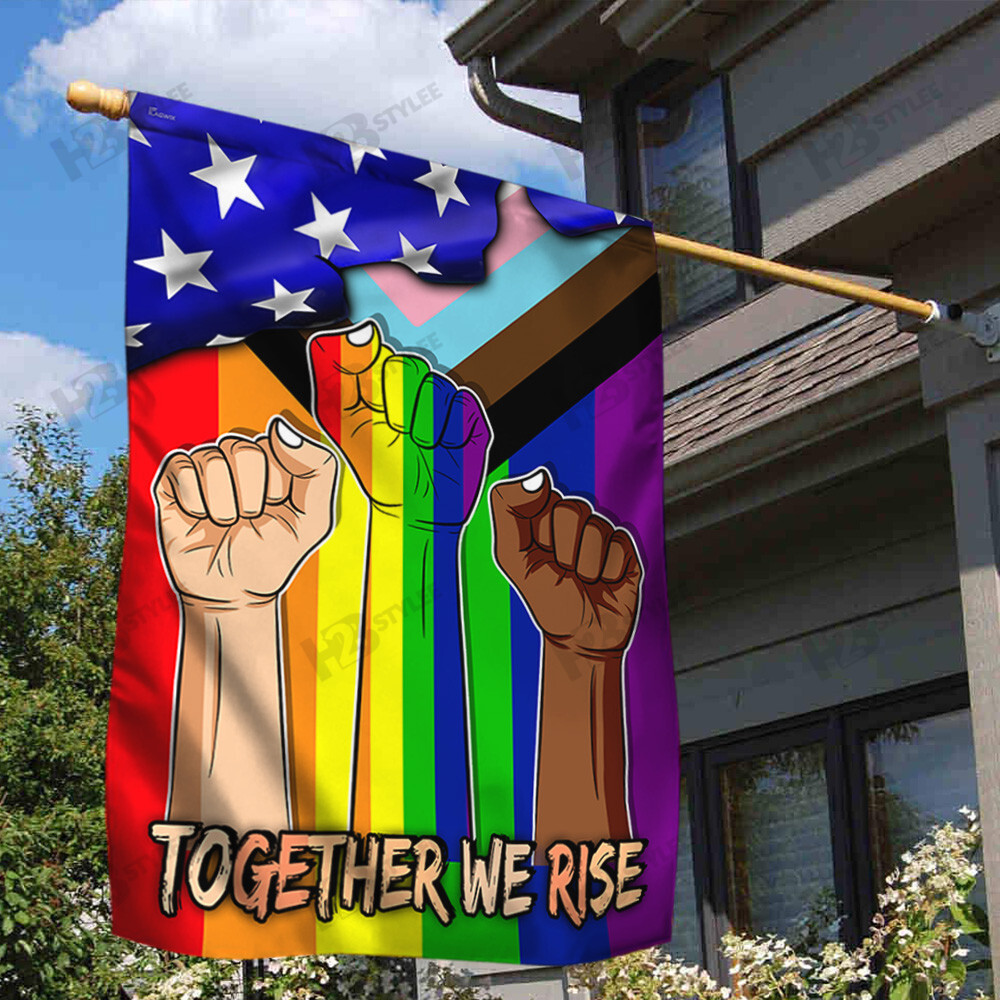 LGBT Pride Together We Rise Flag  Garden Flag House Flag