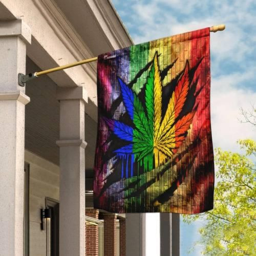 LGBT Rainbow Flag Weed Leaf Garden Flag House Flag