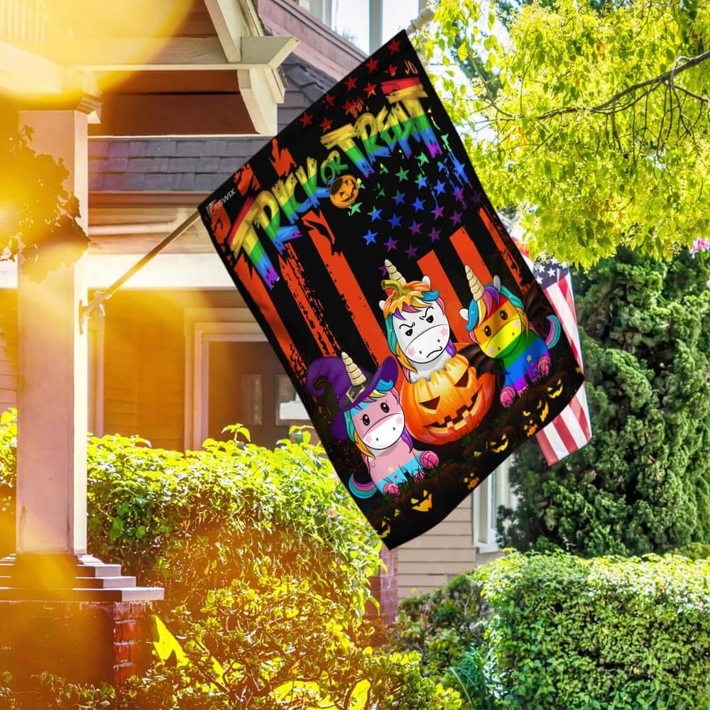 LGBT Unicorn Halloween Trick Or Treat Flag Diversity Flag Pride Gay Pride Lesbian Flag