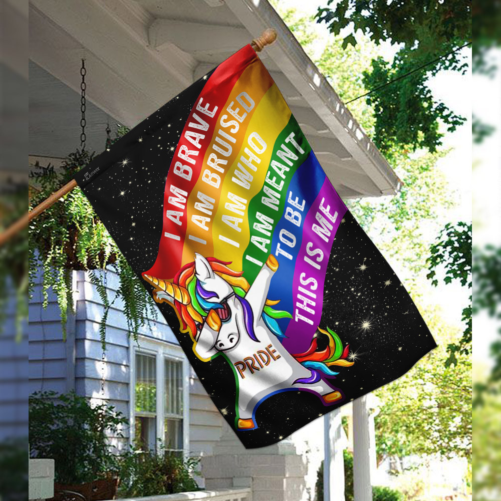 LGBT Unicorn I Am Brave Flag Diversity Flag Pride Gay Pride Lesbian Flag