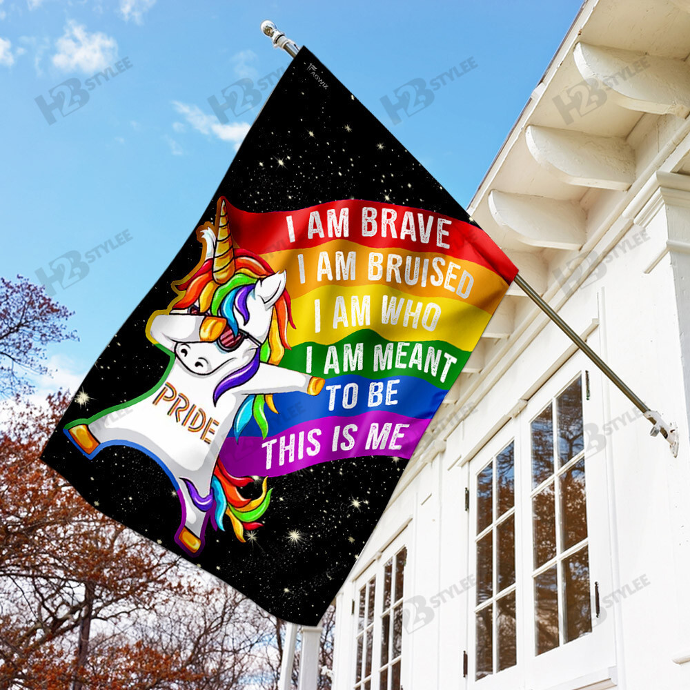 LGBT Unicorn I Am Brave Flag Garden Flag House Flag