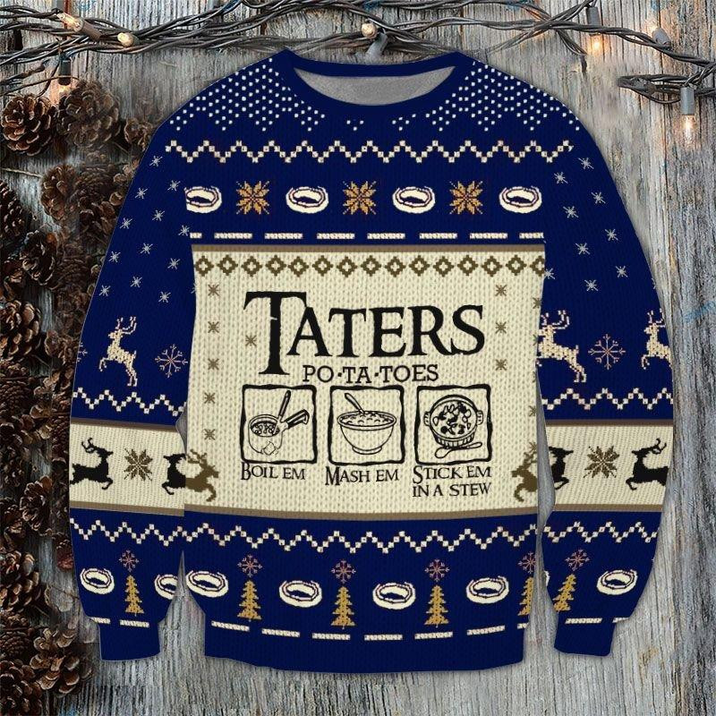 LOTR Taters Potatoes Ugly Christmas Sweater Ugly Sweater For Men Women