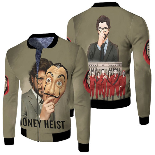 La Casa De Papel Money Heist The Professor The Leader Of The Gang Fleece Bomber Jacket