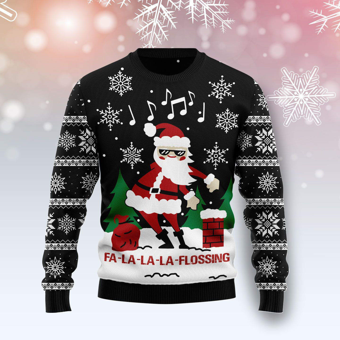 La La La Flossing Santa Claus Ugly Christmas Sweater Ugly Sweater For Men Women