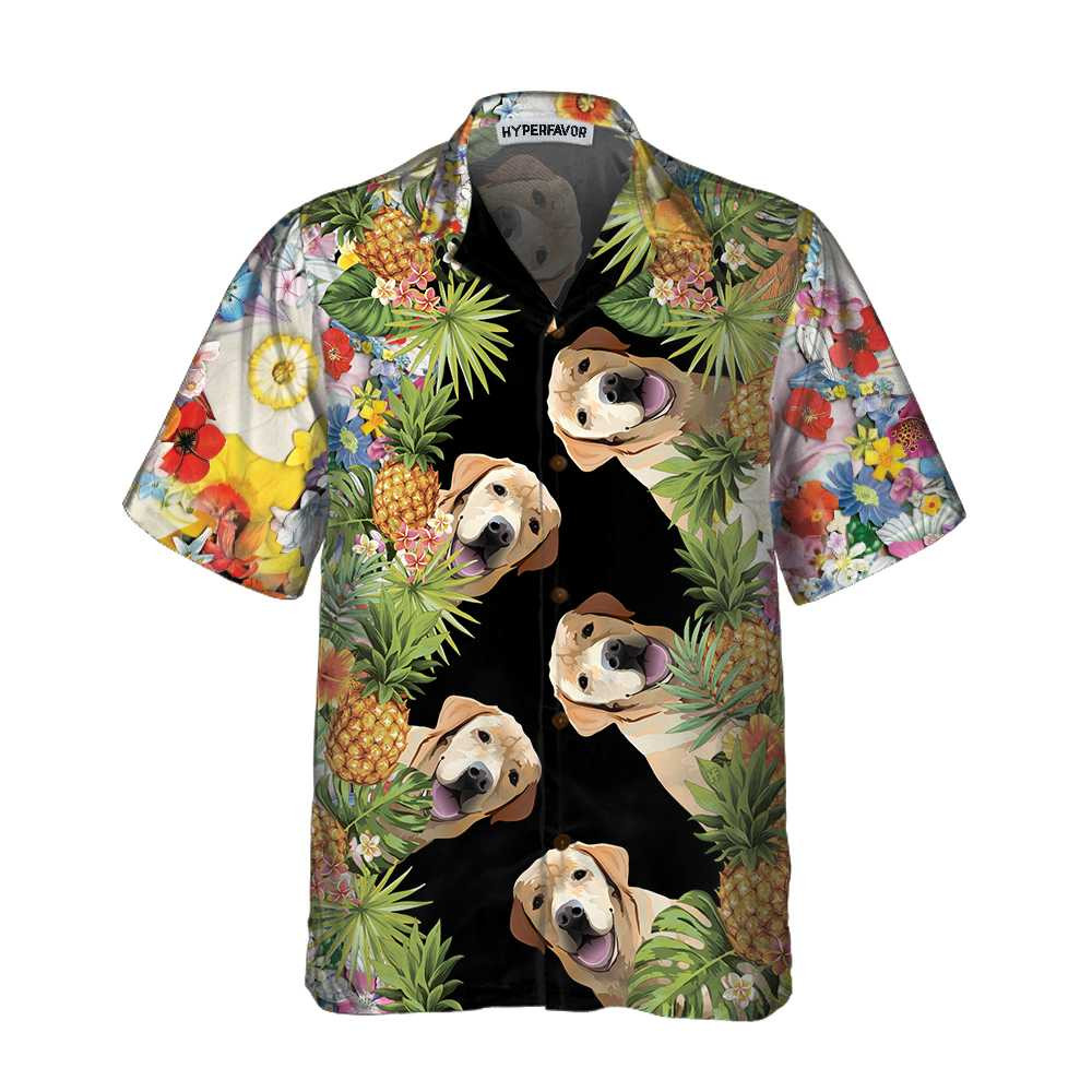 Labrador Retriever Aloha Hawaiian Shirt Funny Yellow Labrador Shirt For Men  Women