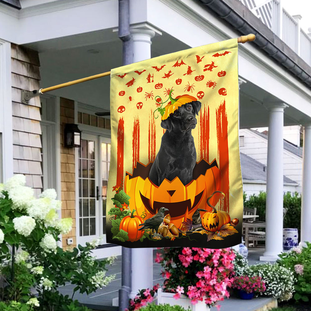 Labrador Retriever Flag Halloween Black Labrador Pumpkin Decor Halloween Outdoor Decor Fall Yard House Decoration