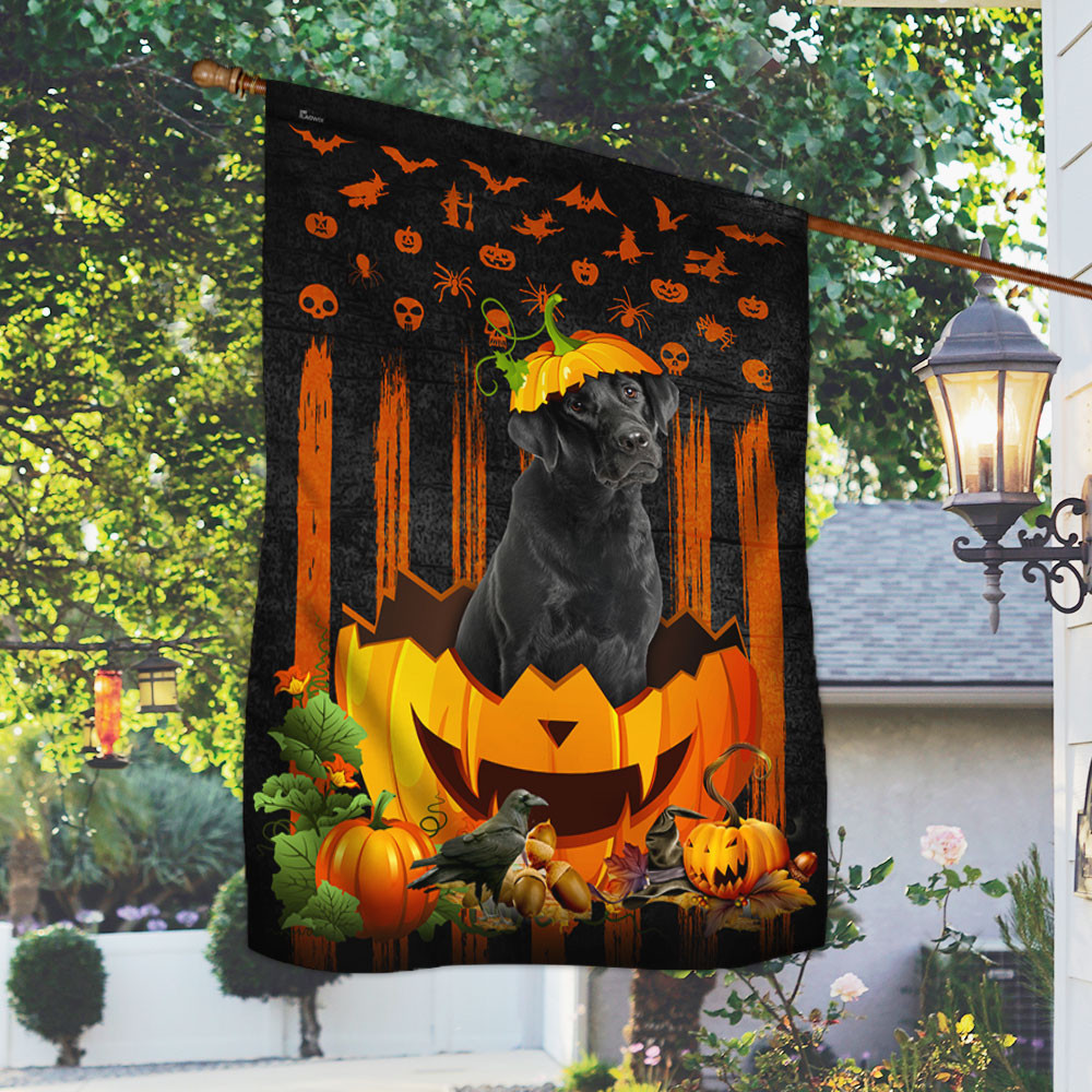 Labrador Retriever Halloween Flag Black Labrador Pumpkin Halloween Outdoor Decor Fall Yard House Decoration