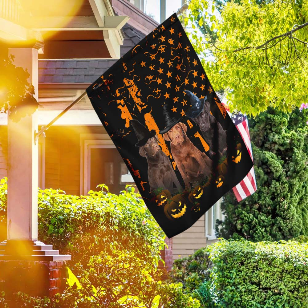 Labrador Retriever Halloween Pumpkin America Flag Halloween Outdoor Decor Fall Yard House Decoration