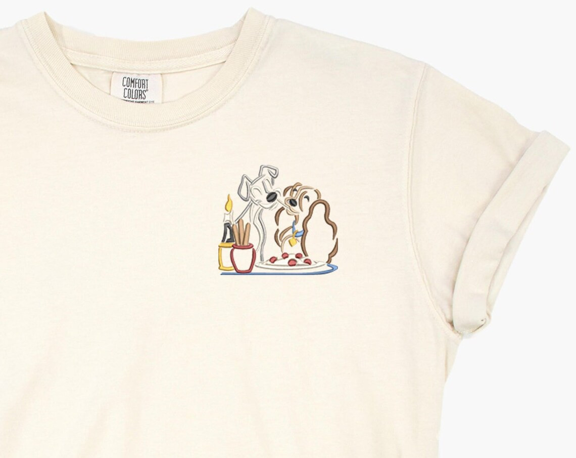 Lady And The Tramp Embroidered Tshirt Lady Embroidered Shirt Tramp T Shirt Dog Mom Shirt Disney Tshirt Womens Disney Shirt