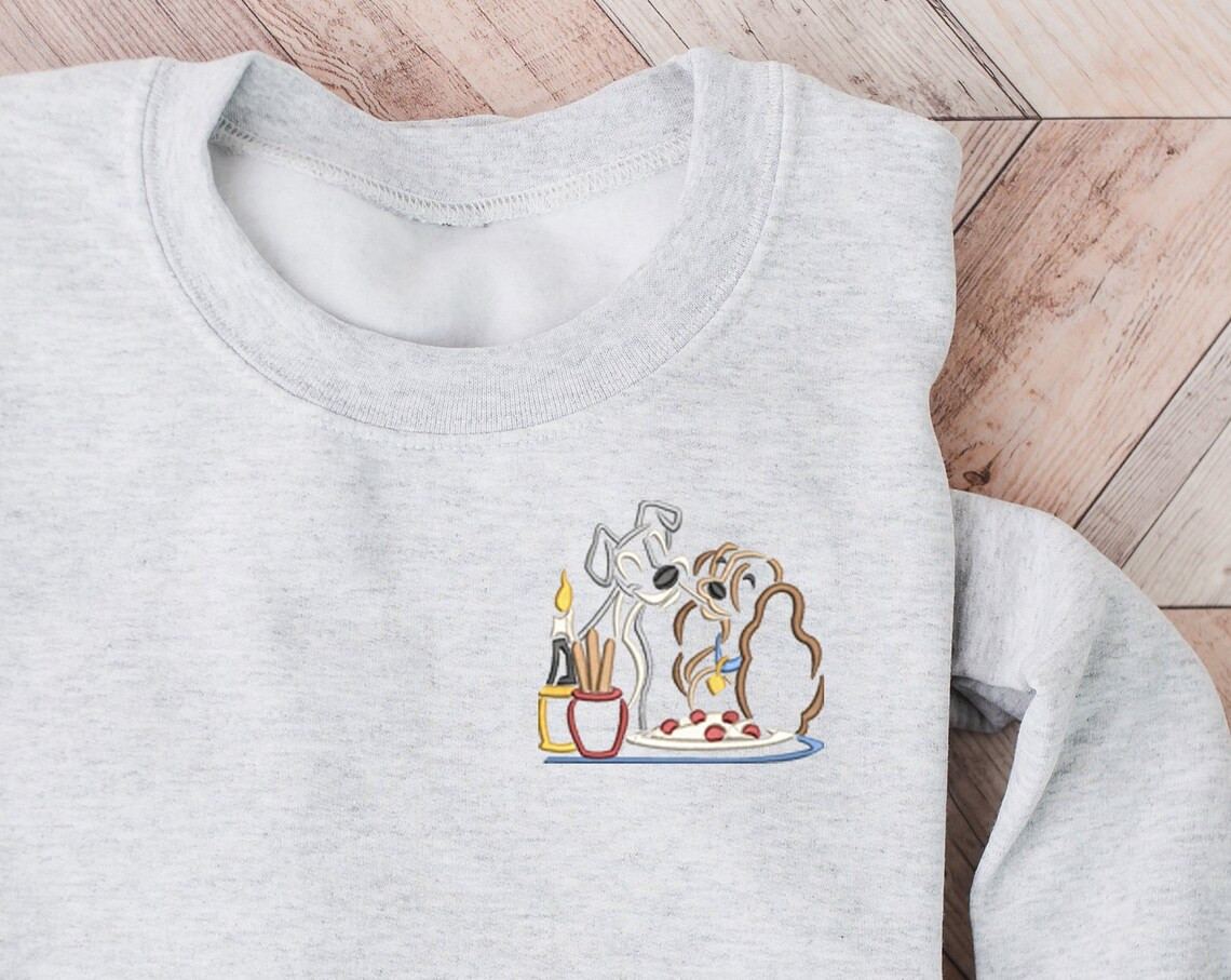 Lady The Tramp Embroidered Crewneck Disney Embroidered Sweatshirt Disney Dog Mom Sweatshirt Womens Disney Crewneck