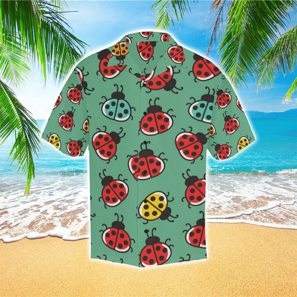 Ladybug Mens Hawaiian Shirt Ladybug Button Up Shirt for Men and Women