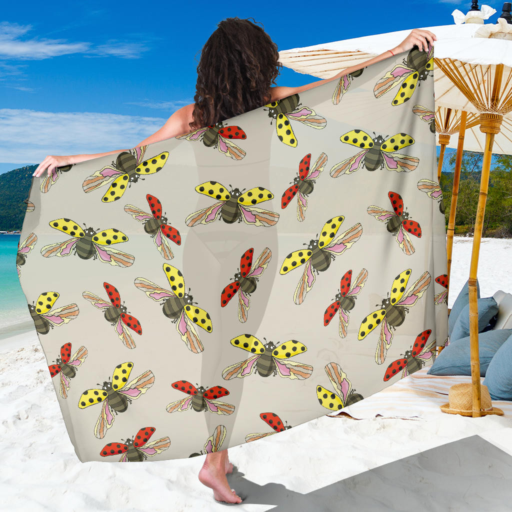 Ladybug Pattern Print Sarong Cover Up Ladybug Pareo Wrap Skirt Dress