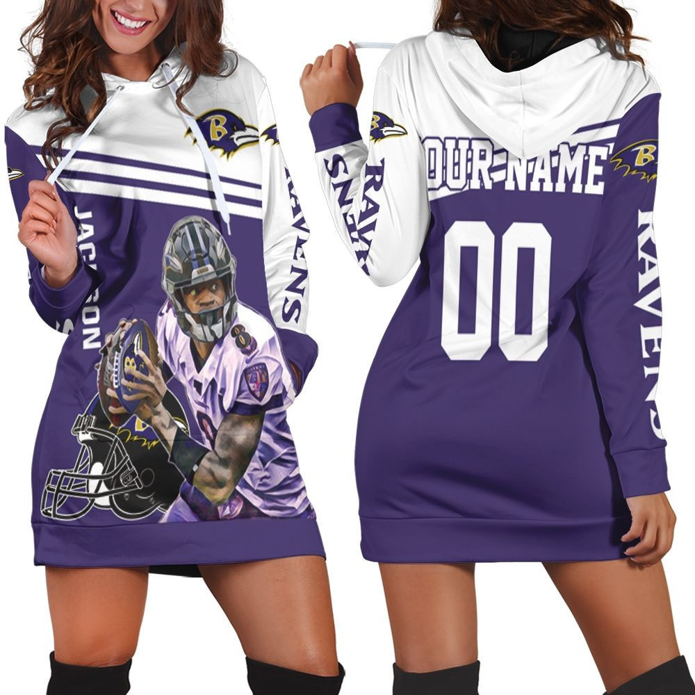 Lamar Jackson Baltimore Ravens 8 Legend 3d Hoodie Dress Sweater Dress Sweatshirt Dress