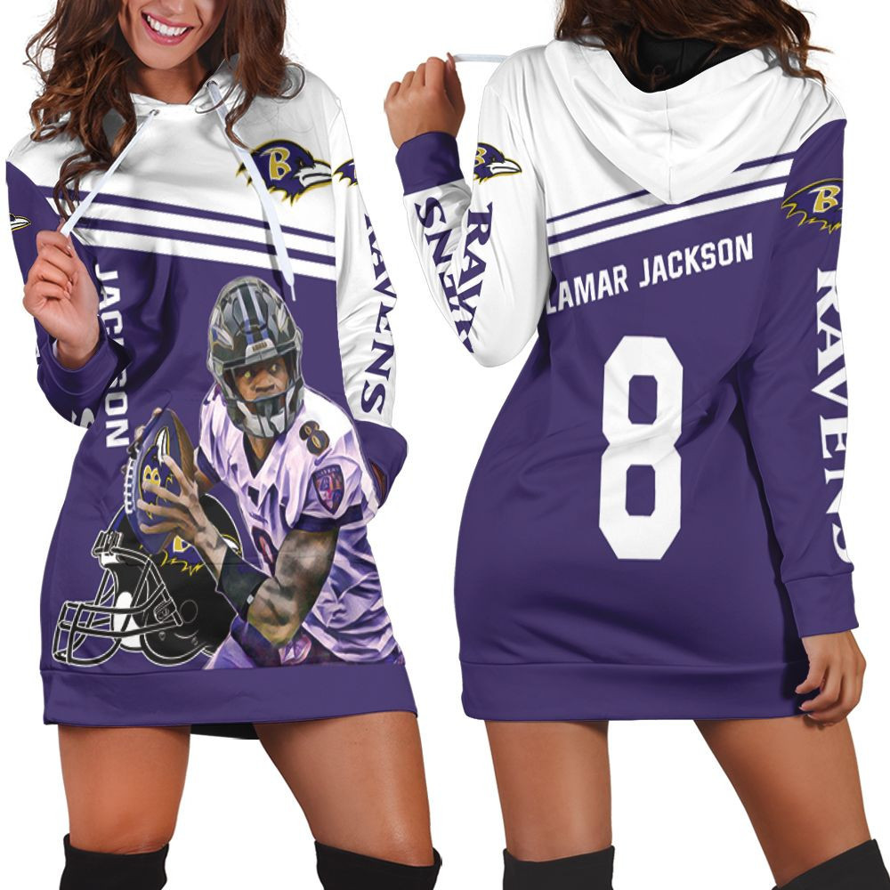 Lamar Jackson Baltimore Ravens 8 Legend 3d Hoodie Dress Sweater Dress Sweatshirt Dress
