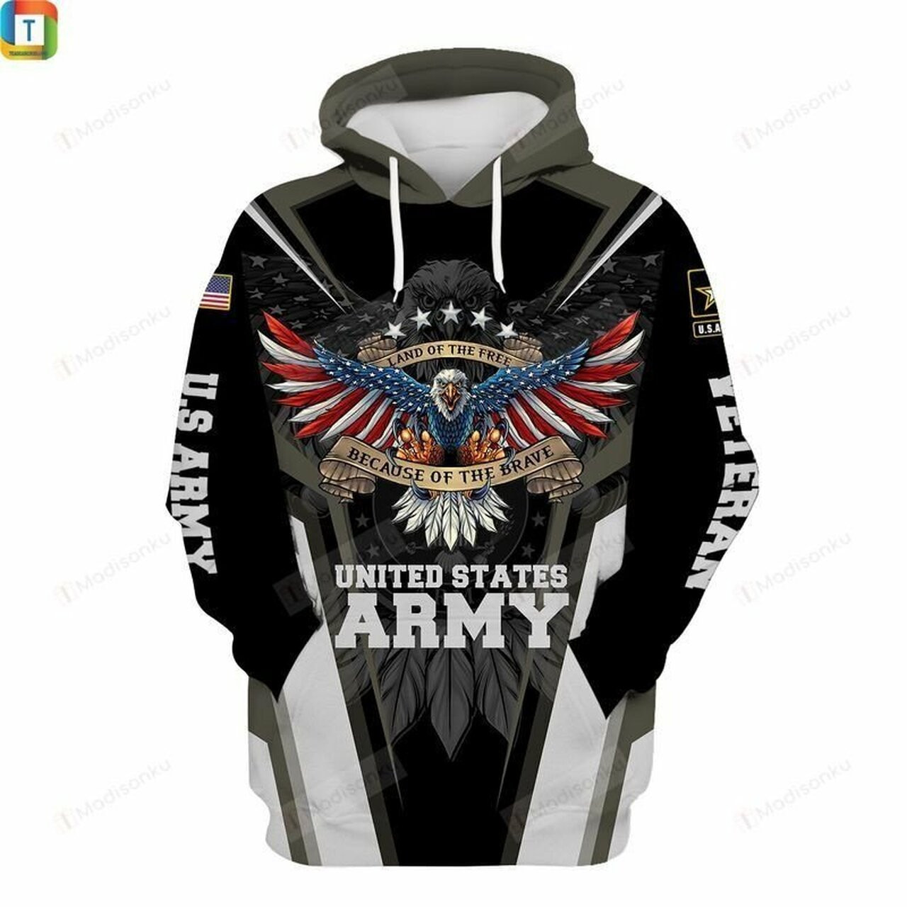 Land Of The Free Because Of The Brave Us Army 3d All Over Print Hoodie
