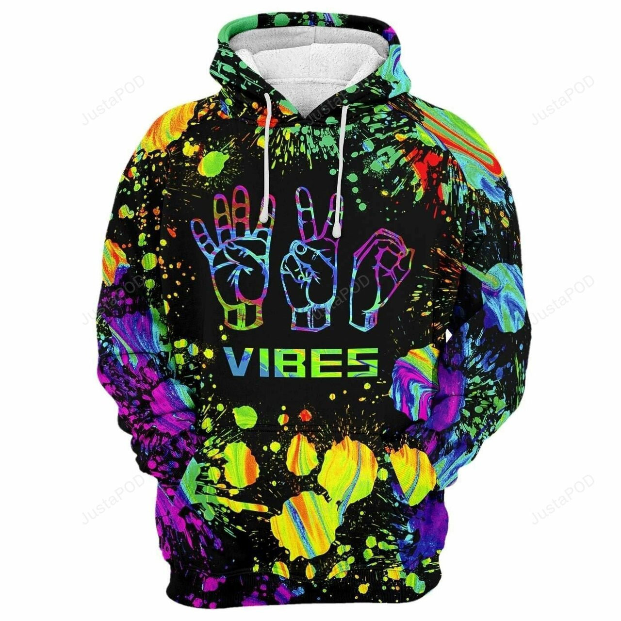 Language Hand Sign Vibes 3d All Over Print Hoodie