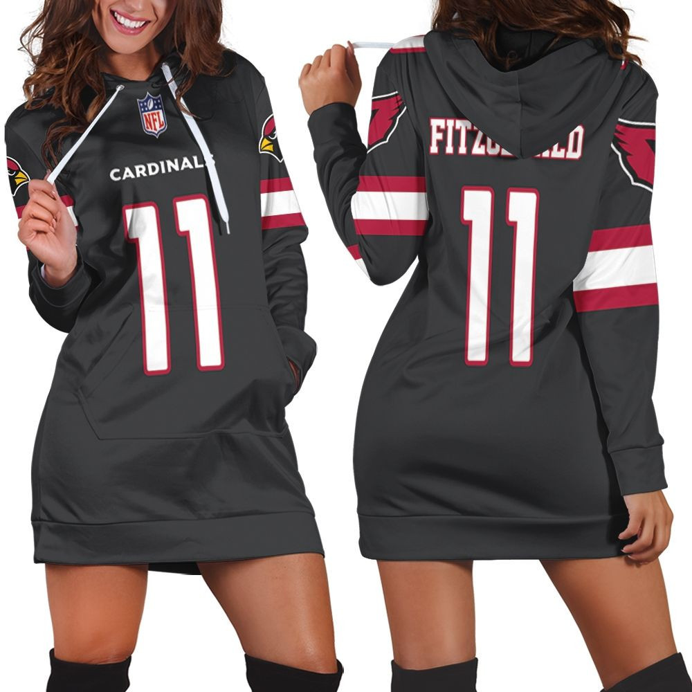 Larry Fitzgerald Arizona Cardinals Alternate Game Black 2019 Jersey Inspired Style Hoodie Dress Sweater Dress Sweatshirt Dress