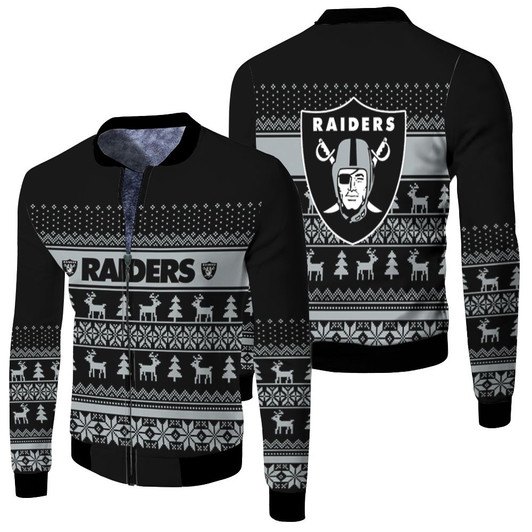 Las Vegas Raiders Christmas Fleece Bomber Jacket