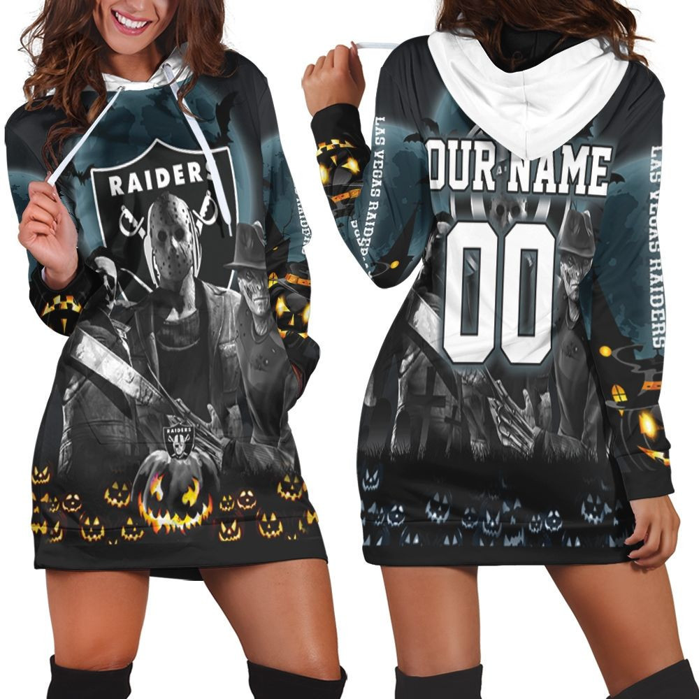 Las Vegas Raiders Halloween Horror 3d Hoodie Dress Sweater Dress Sweatshirt Dress