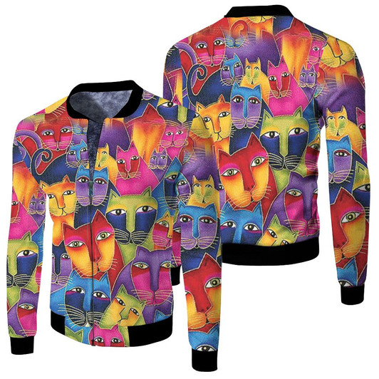 Laurel Burch Cat Painting Fleece Bomber Jacket