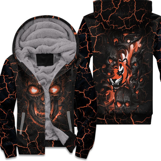 Lava Skull Cincinnati Bengals 3D Fleece Hoodie