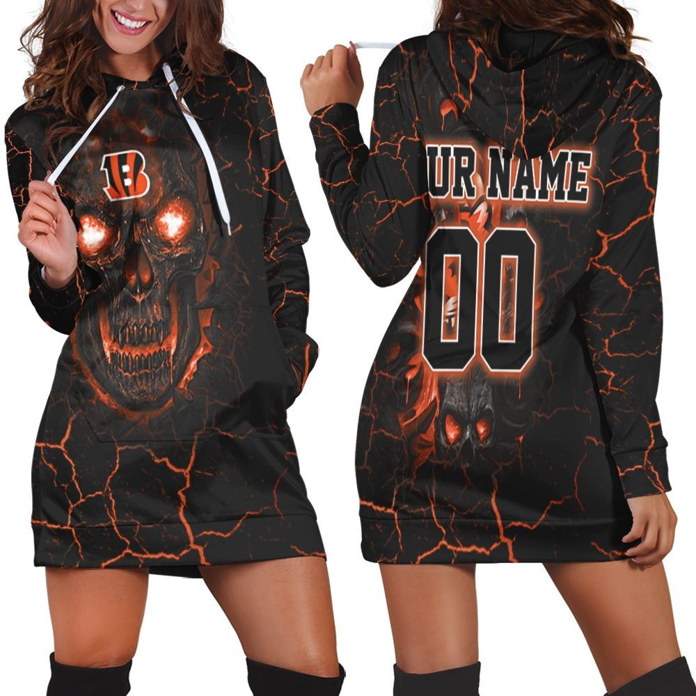 Lava Skull Cincinnati Bengals 3d Hoodie Dress Sweater Dress Sweatshirt Dress