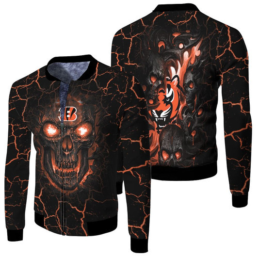 Lava Skull Cincinnati Bengals Fleece Bomber Jacket