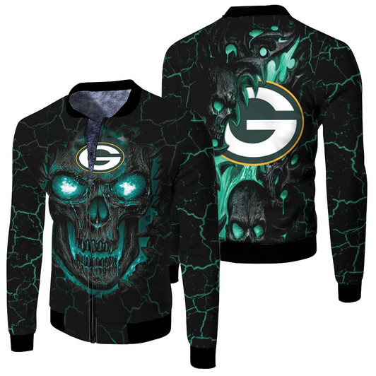 Lava Skull Green Bay Packers Fleece Bomber Jacket