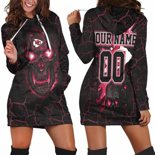 Lava Skull Kansas City Chiefs 3d Hoodie Dress Sweater Dress Sweatshirt Dress