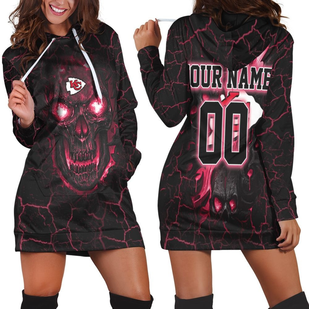 Lava Skull Kansas City Chiefs 3d Hoodie Dress Sweater Dress Sweatshirt Dress