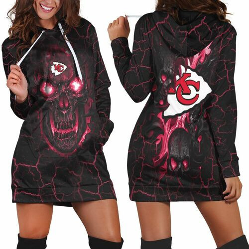 Lava Skull Kansas City Chiefs 3d Hoodie Dress Sweater Dress Sweatshirt Dress