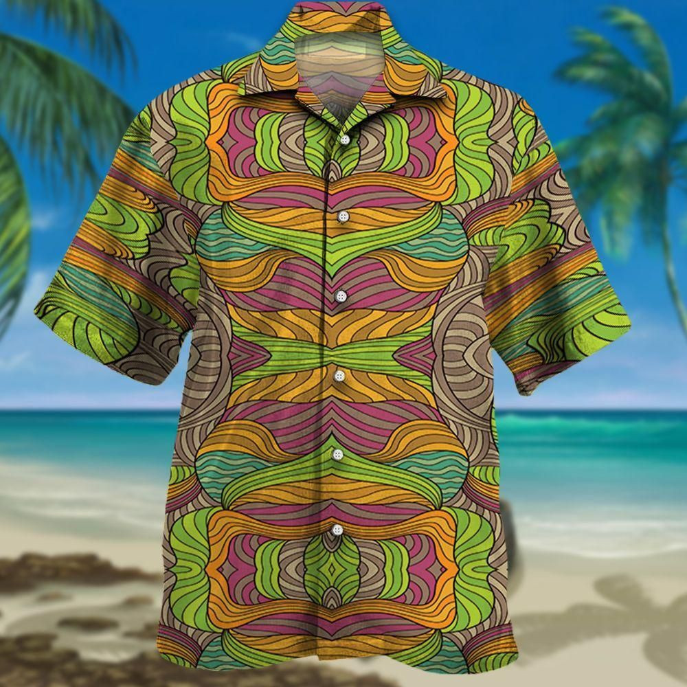 Leaf Waves Colorful Patterns Aloha Hawaiian Shirt Colorful Short Sleeve Summer Beach Casual Shirt For Men And Women