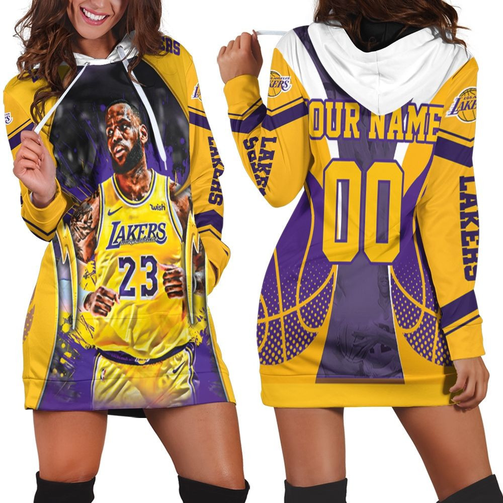 Lebron James 23 Los Angeles Lakers Western Conference Fire Ball Personalized Hoodie Dress Sweater Dress Sweatshirt Dress