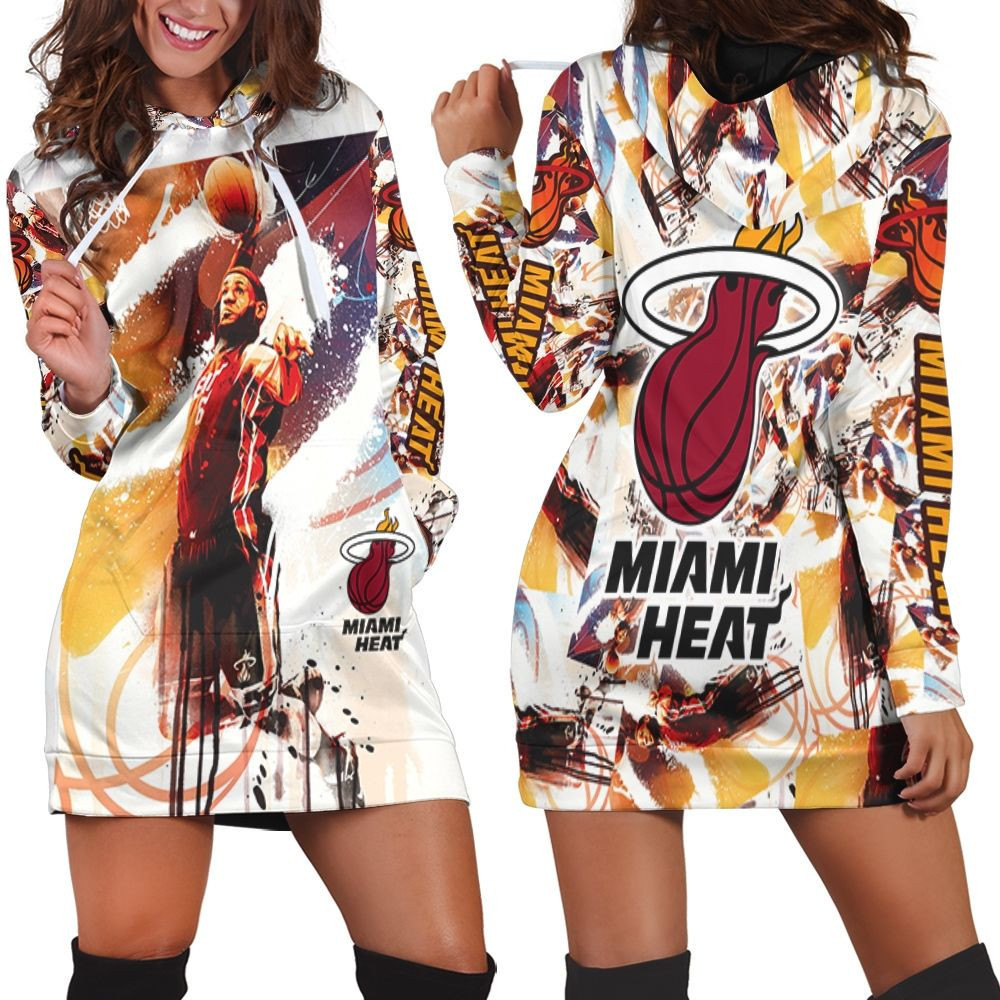 Lebron James 6 Miami Heat Legend Slam Dunk Watercolor For Fan Hoodie Dress Sweater Dress Sweatshirt Dress