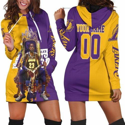 Lebron James On Throne Los Angles Lakers Legend 3d Hoodie Dress Sweater Dress Sweatshirt Dress