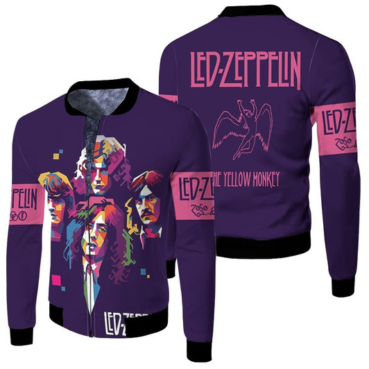 Led Zeppelin All Band Members Icarus And Iv Album Art Novelty Gift For Led Zeppelin Fans Fleece Bomber Jacket