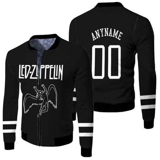 Led Zeppelin Angles Rock Band Black Fleece Bomber Jacket