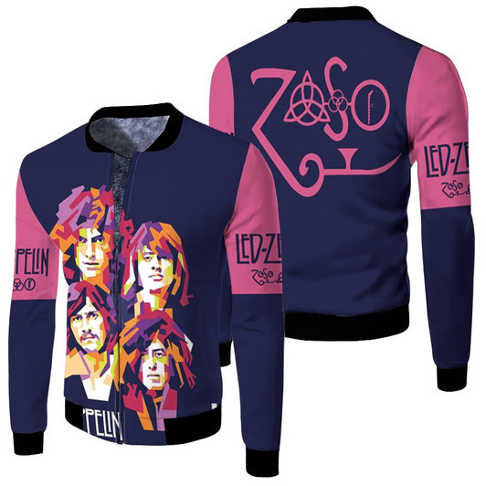 Led Zeppelin Stairway To Heaven Album Logo All Band Members Novelty Gift For Led Zeppelin Fans Fleece Bomber Jacket