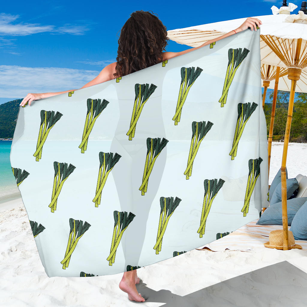 Leek Pattern Print Sarong Cover Up Leek Pareo Wrap Skirt Dress