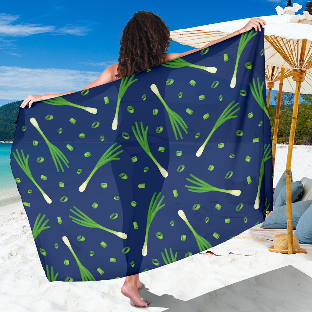 Leek Pattern Print Sarong Cover Up Leek Pareo Wrap Skirt Dress