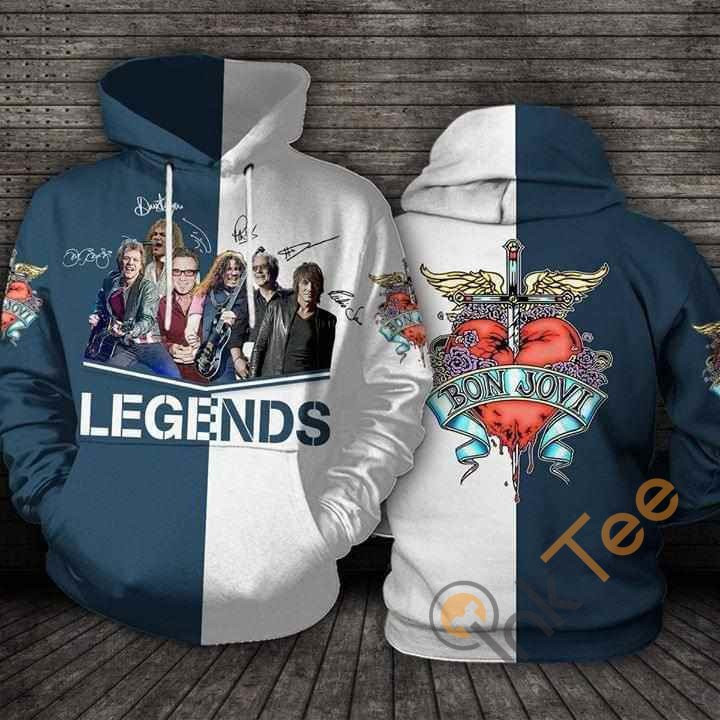 Legends Bon Jovi Band Signatures Hoodie 3d