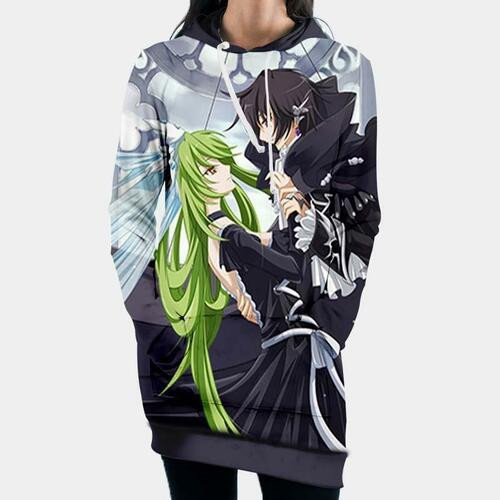 Lelouch C C Hooded Dress Code Geass 3d Hoodie Dress Sweater Dress Sweatshirt Dress Hoodie