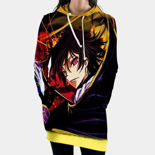 Lelouch Colorful Hooded Dress Code Geass 3d Hoodie Dress Sweater Dress Sweatshirt Dress Hoodie