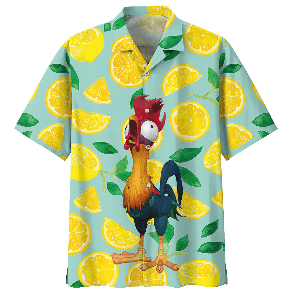 Lemon Rooster Chicken Aloha Hawaiian Shirt Colorful Short Sleeve Summer Beach Casual Shirt For Men And Women