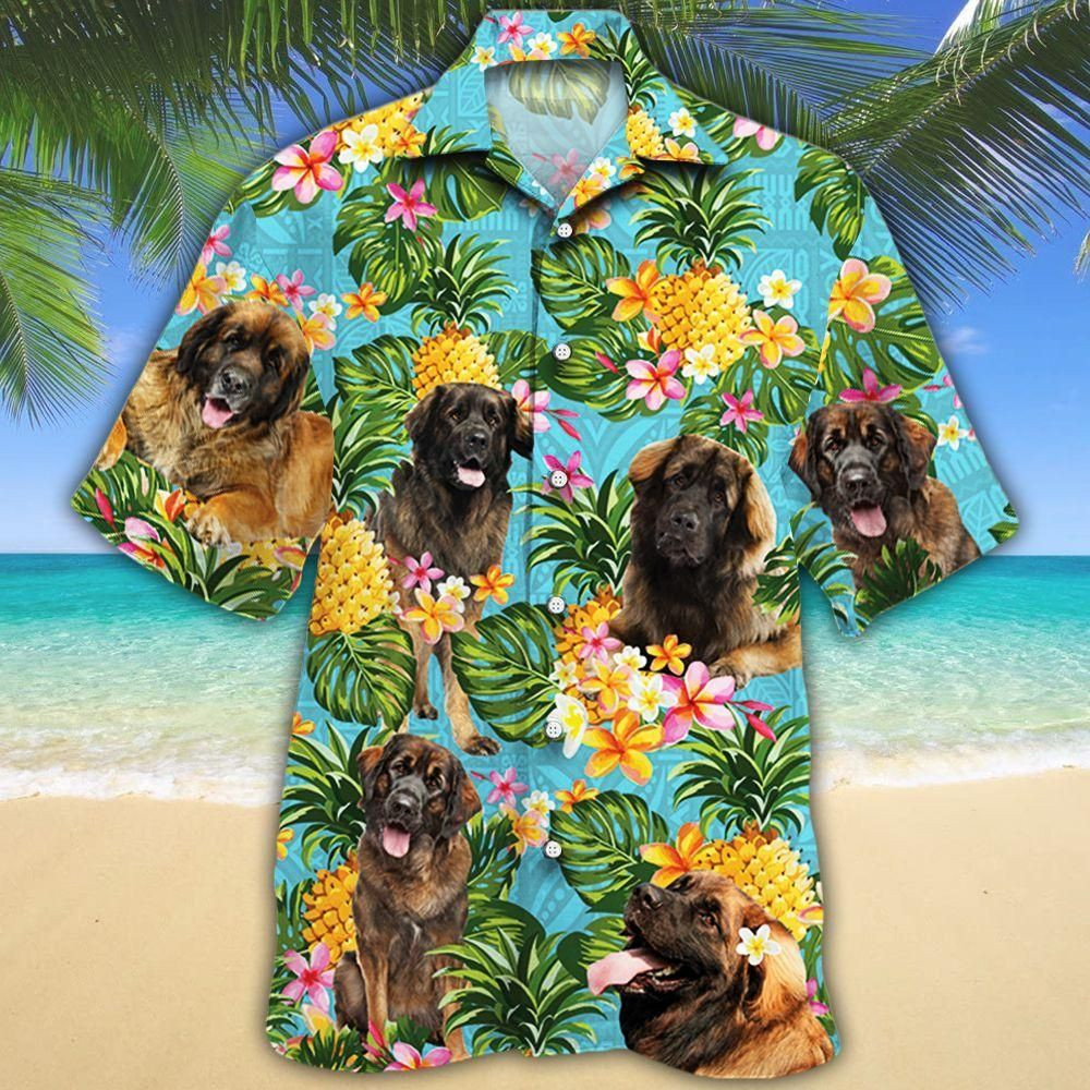 Leonberger Dog Lovers Pineapple Aloha Hawaiian Shirt Colorful Short Sleeve Summer Beach Casual Shirt For Men And Women