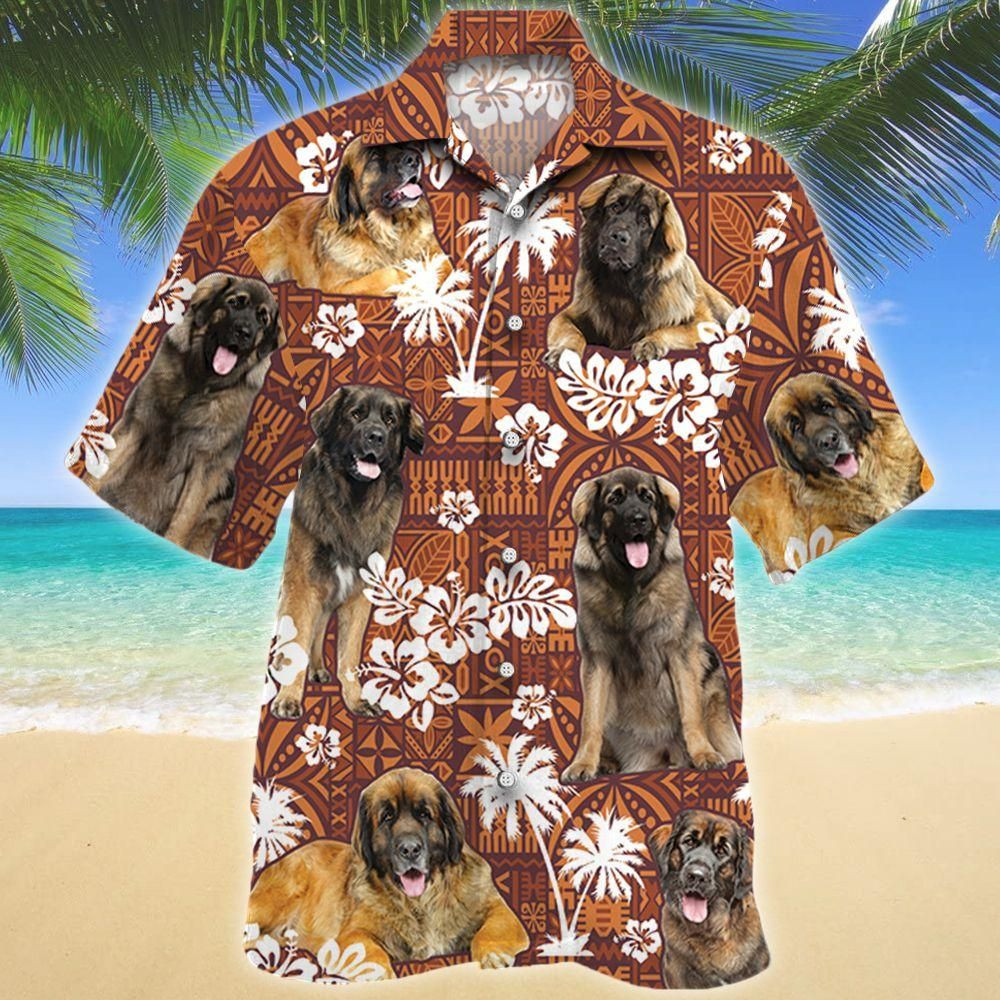 Leonberger Dog Red Tribal Aloha Hawaiian Shirt Colorful Short Sleeve Summer Beach Casual Shirt For Men And Women