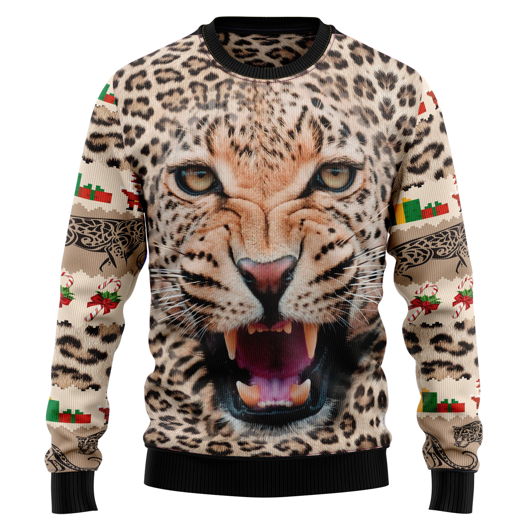 Leopard Cute Face Ugly Christmas Sweater