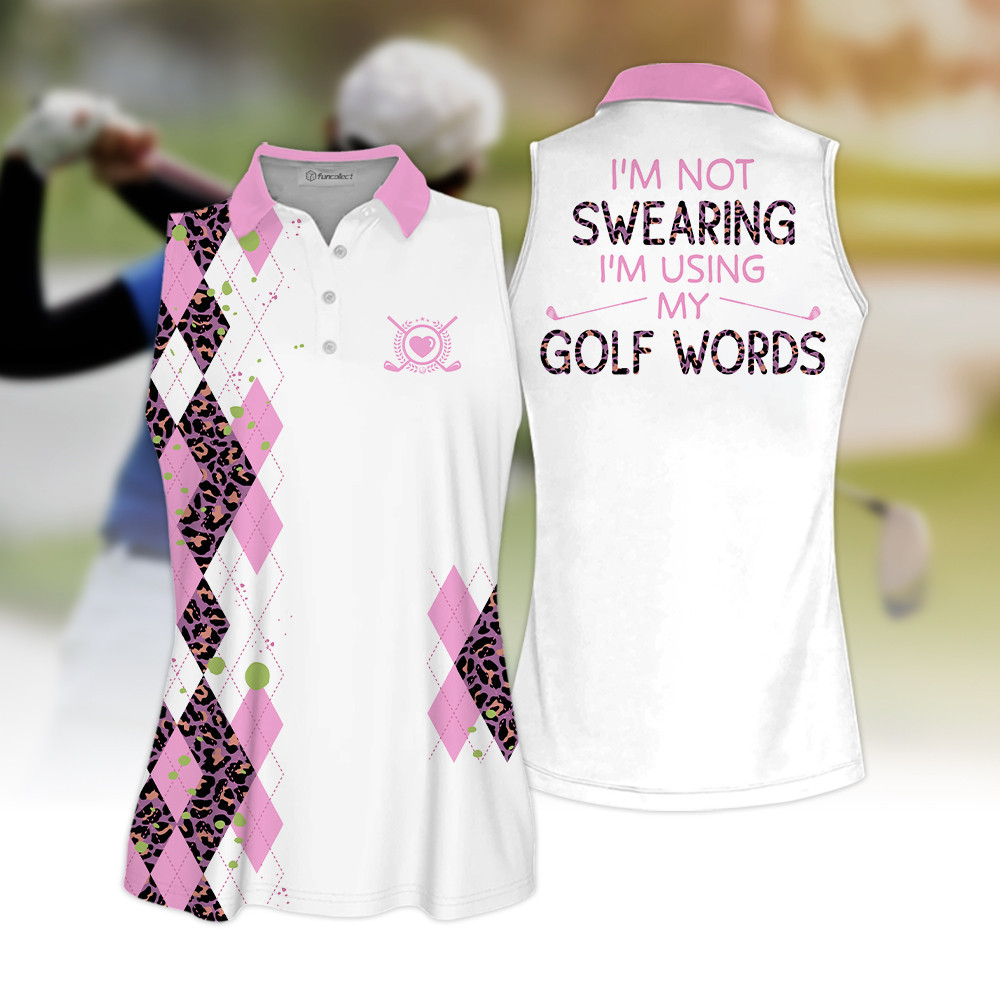 Leopard Purple And Pink I Am Swearing Sleeveless Polo Shirt Sleeveless Zipper Polo Shirt Short Sleeve Long Sleeve Polo Shirt