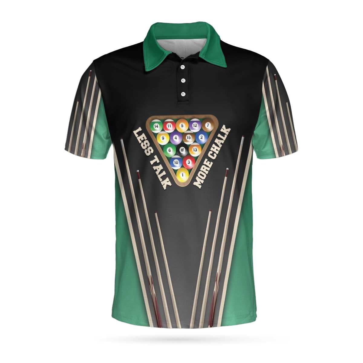 Less Talk More Chalk Short Sleeve Billiards Polo Shirt Best Billiards Shirt For Men